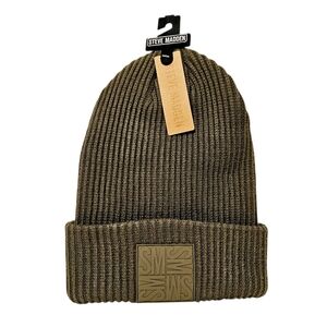 NWT Steve Madden Classic Olive Green Ribbed Knit Cuff Beanie